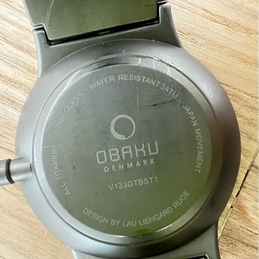 Obaku Denmark men’s all titanium dress watch NEW BATTERY